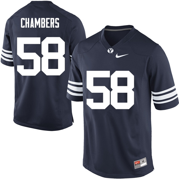 Men #58 Austin Chambers BYU Cougars College Football Jerseys Sale-Navy